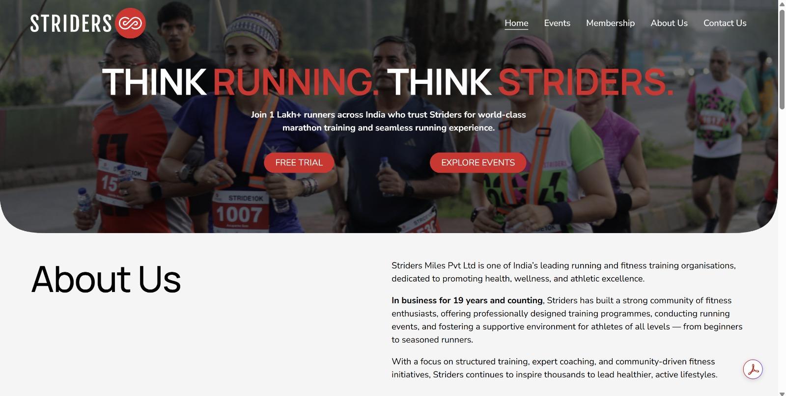Striders website
